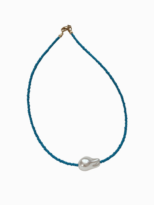 Blue seed beads necklace