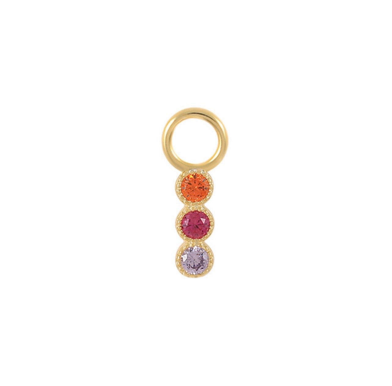 Three color ⟡ charm hoops