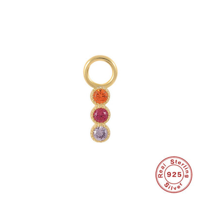 Three color ⟡ charm hoops