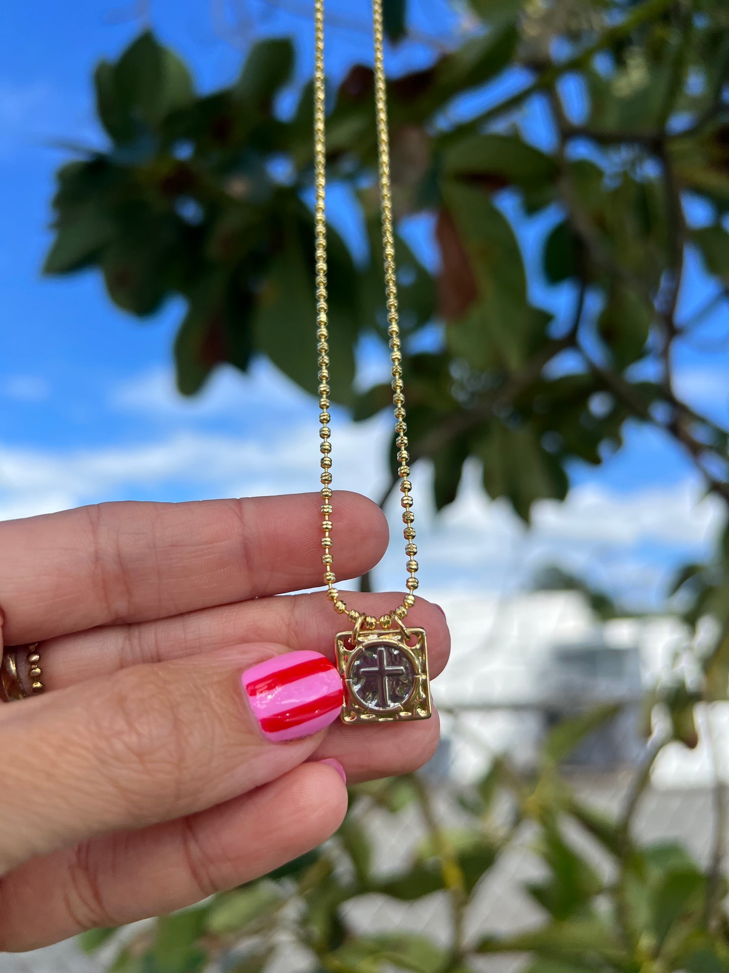 Cross gold & silver chain